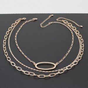 Triple Open Oval Chain Necklace